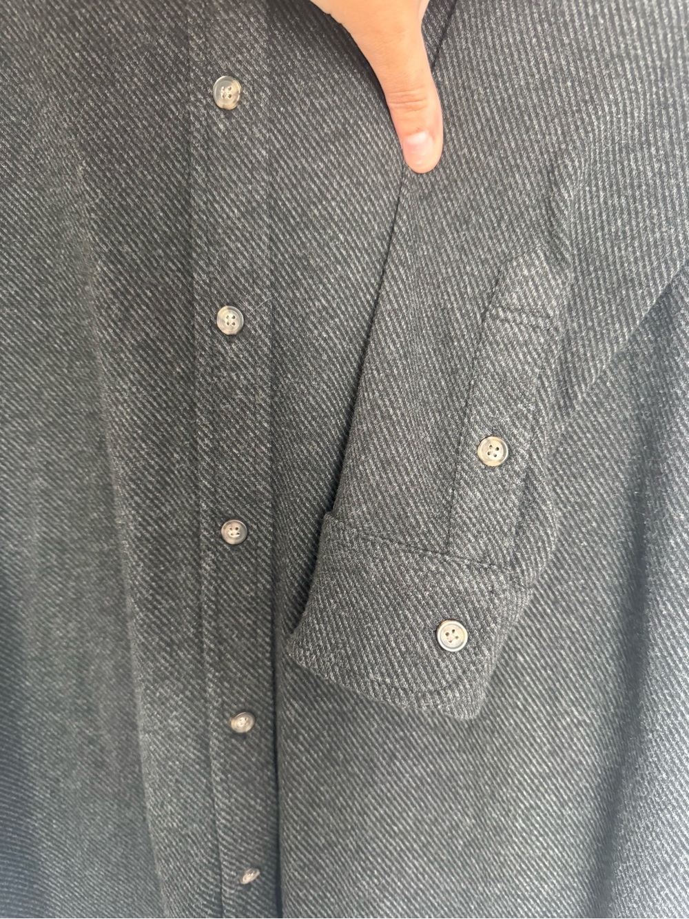 Faherty Charcoal Long-Sleeve Button Shirt Dress - Picture 10 of 12